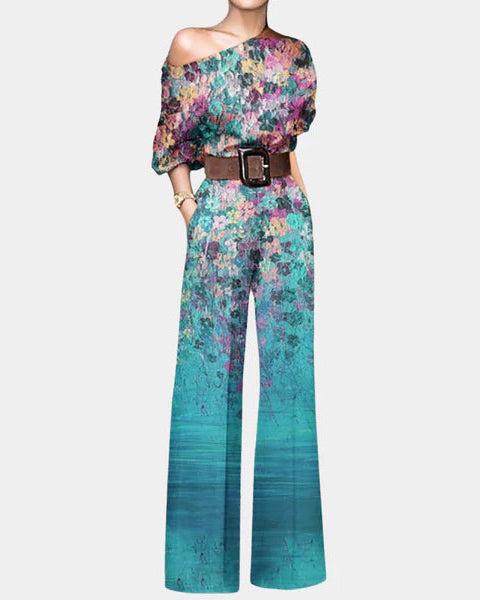 Inge - Stijlvolle A-Symmetrische One Off-Shoulder Jumpsuit incl Brede Riem voor Zomer en Feestjes