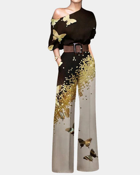 Inge - Stijlvolle A-Symmetrische One Off-Shoulder Jumpsuit incl Brede Riem voor Zomer en Feestjes