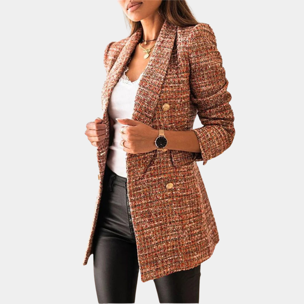 Dulce - Zomerse Chanel Balmain Stijl Lange Blazer voor Dames in Plaid Prints