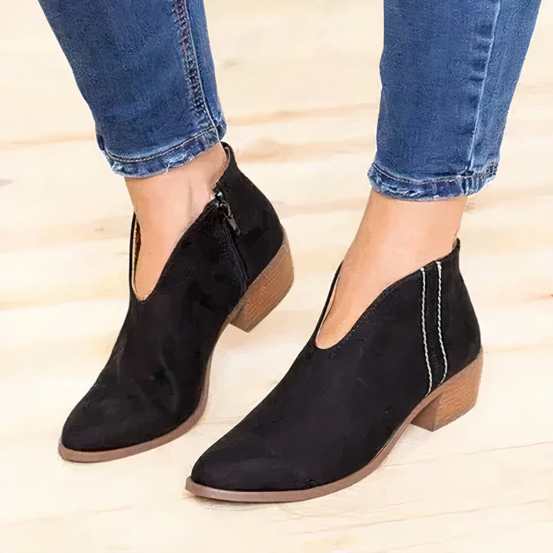 Olivia - Stijlvolle Vegan Leren Enkellaarsjes met Elegante Spitse Neus en Rits