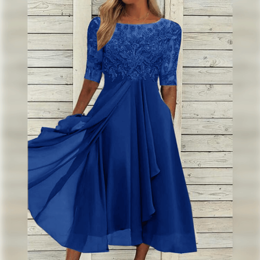 Maya - Elegante Chiffon Jurk met Kanten Details