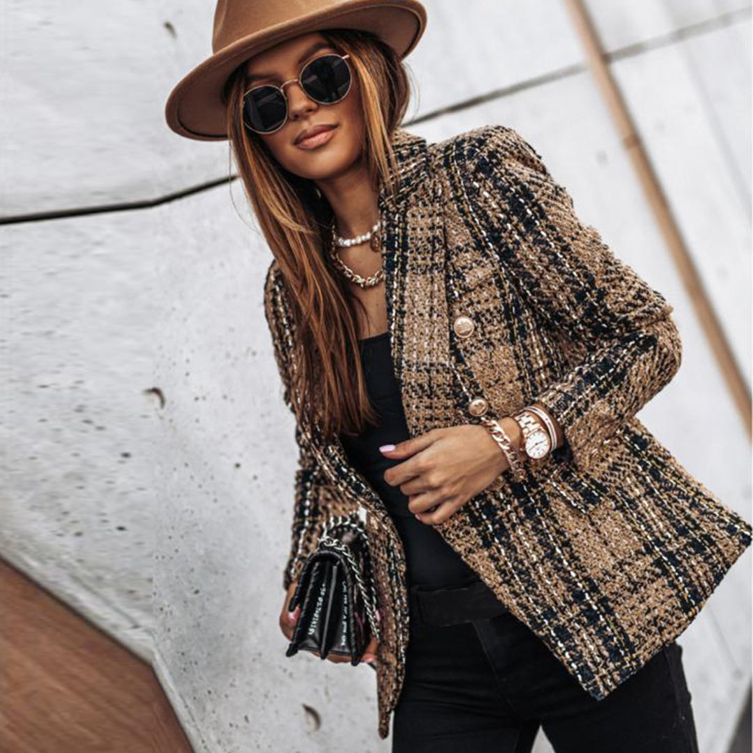 Lotte - Chanel Balmain Stijl Elegante Zome Blazer in Plaid Prints voor Dames
