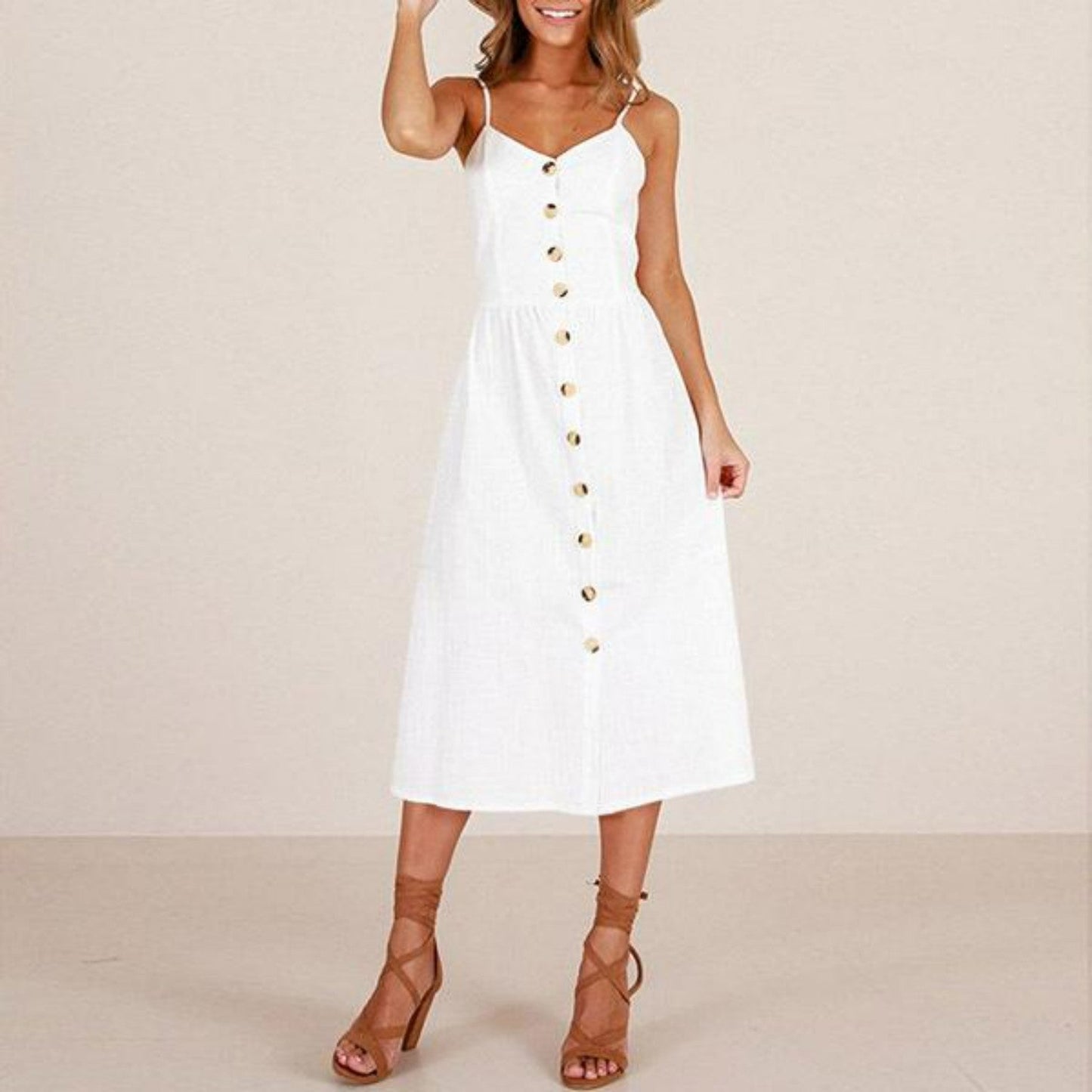 Florence - Elegante witte zomerjurk met V-hals