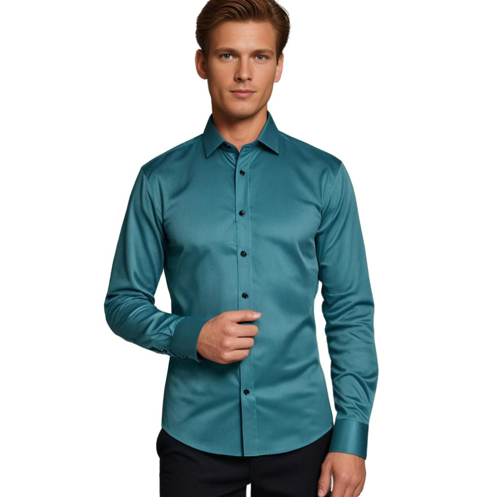 Ties - Stretch Overhemd voor Heren Perfect voor de Zomer in Effen Kleur