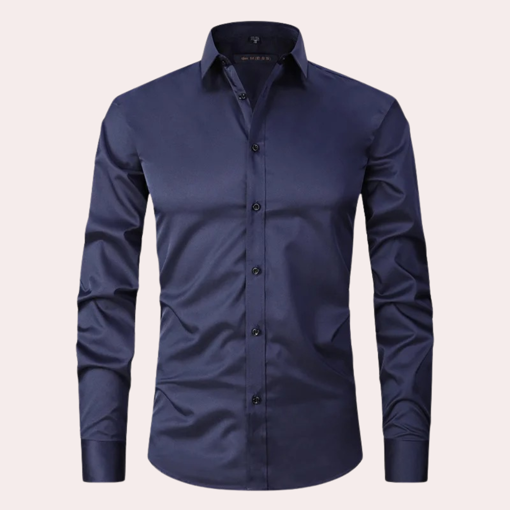 Ties - Stretch Overhemd voor Heren Perfect voor de Zomer in Effen Kleur