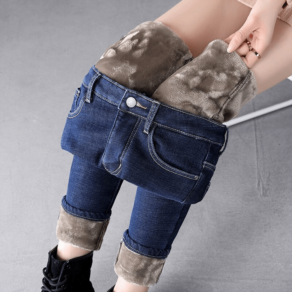 Regen - Winter Jeans Met Warme Fleece Voering