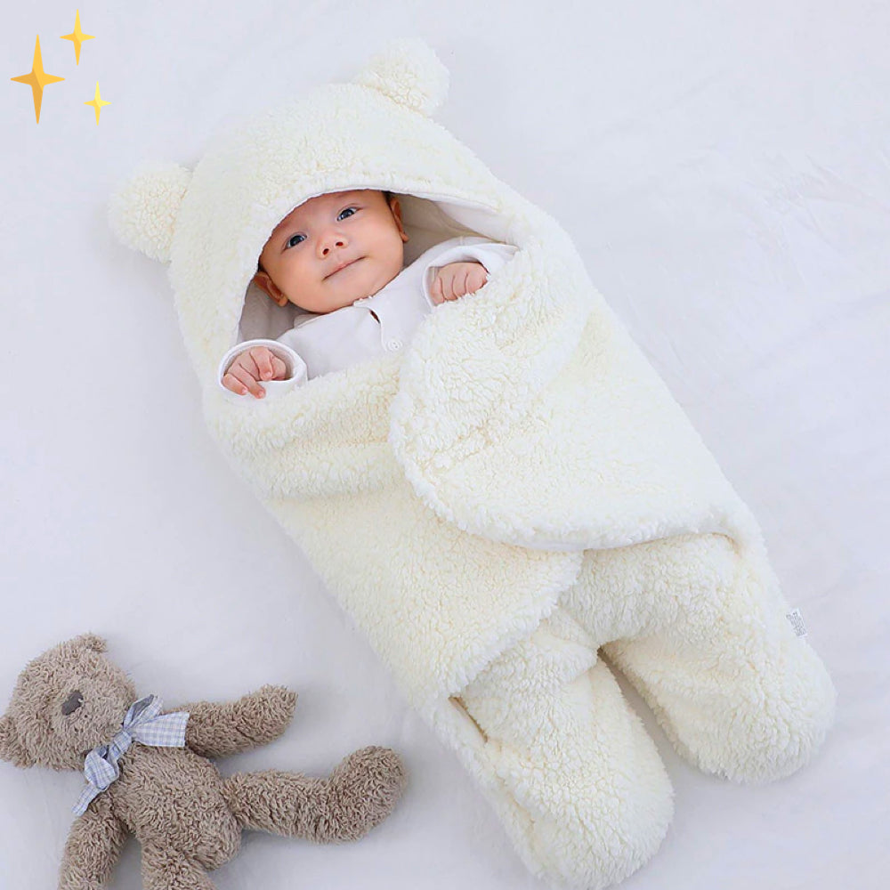 Superzachte Slaapzak Wikkel Deken in Teddy Berenvorm en met Oortjes voor Baby's 0-6 Maanden