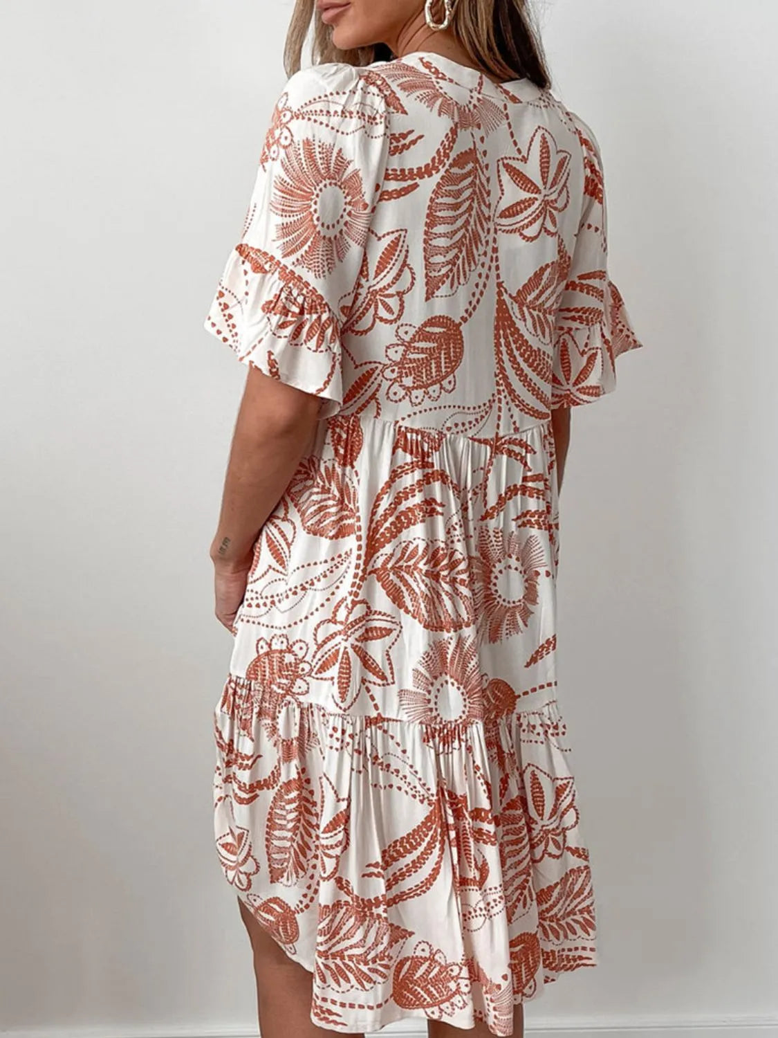 Linnea - Mini Overhemd Jurk in 4 Zomerse Prints met Halve Mouwen Knoopjes en 2 Kwastjes