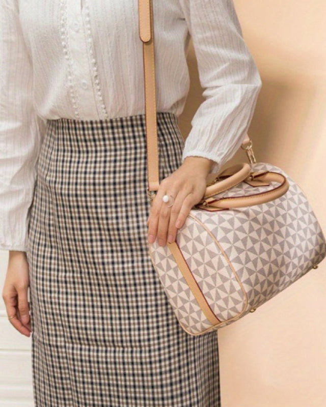 Lotte - Geometrisch Gepatrooneerde Modieuze Vintage Crossbody Schoudertas en Handtas