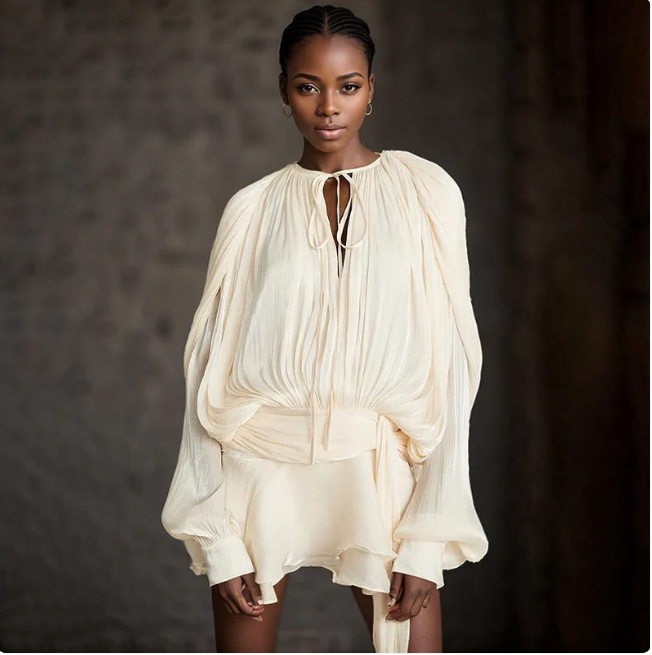Ava - Geplooide Zijden Blouse