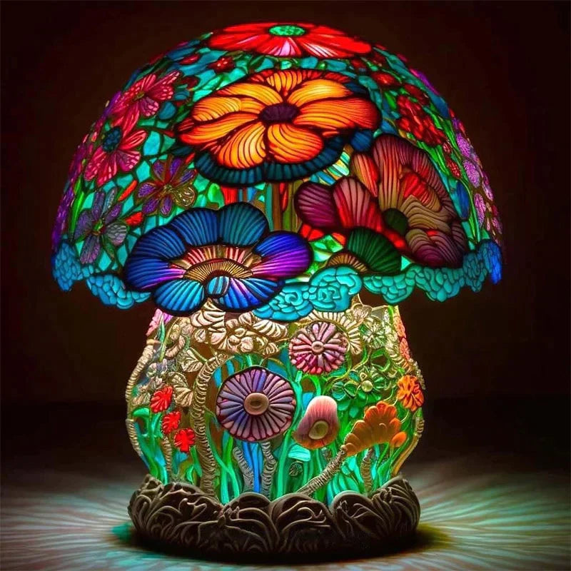 RainGlow - Prachtige & Rustgevende Glas in Lood Lamp in Organische Bloemen Vormen