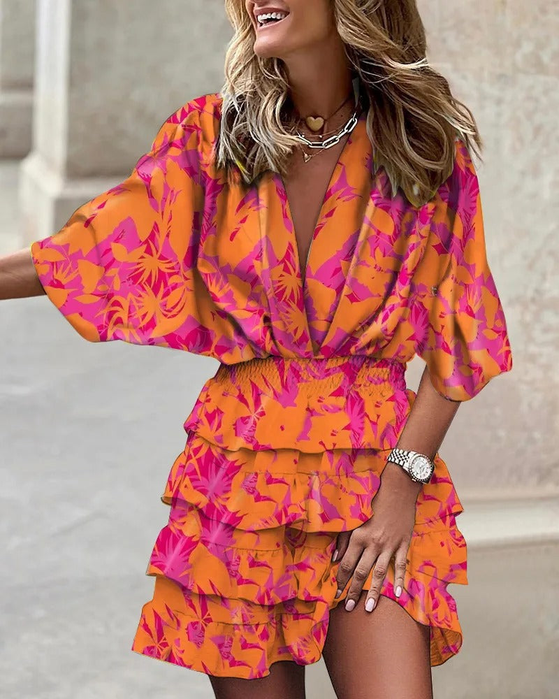 Marguerite - Zomerjurk met bloemenprint en Batwing mouwen