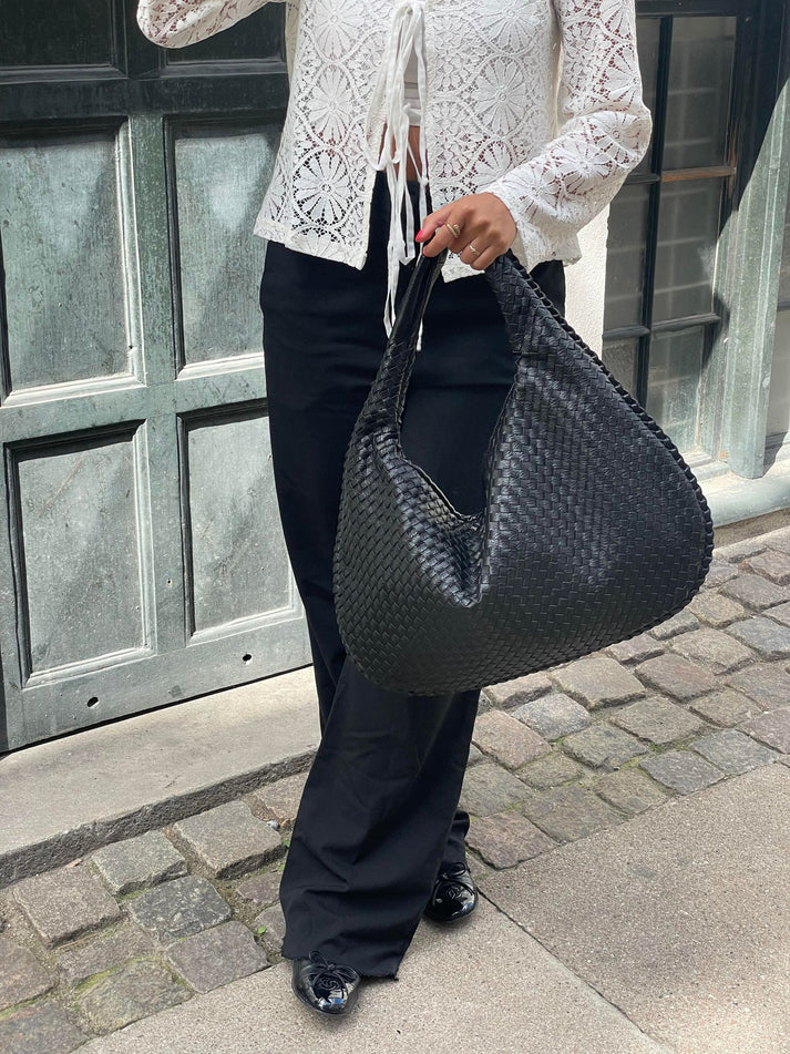 Isla - Gevlochten Leren Hobo Tas