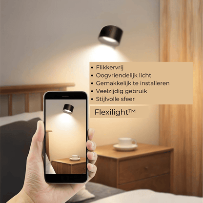 FlexiLight Draadloze 360° Draaiende Roterende Muur Lamp met 3 Kleuren Licht
