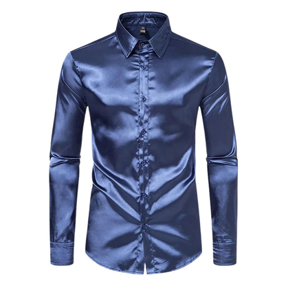 Noah - Satijnen Glimmende Overhemd Blouse voor Heren in Effen Kleuren