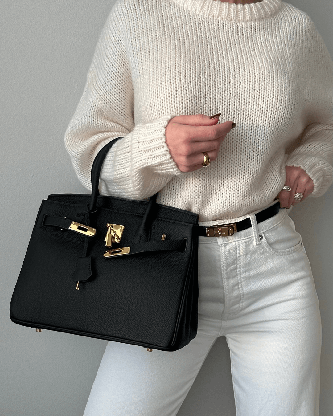 Loïs - HandBag Luxe Leren Draagtas met Gouden Details en Slotje
