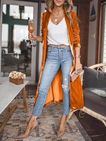 Mila - Suede Zachte Lange Elegante Open Cardigan Vest