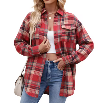 Chloe - Geruite Overize Knopenblouse