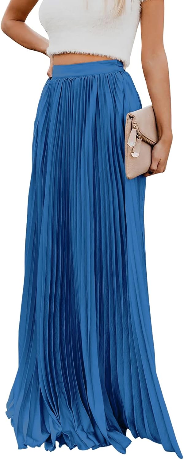 Sophie - Geplooide Lange Maxi Rok met Hoge Elastische Taille