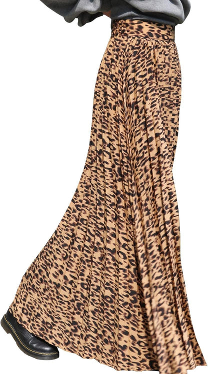 Sophie - Geplooide Lange Maxi Rok met Hoge Elastische Taille