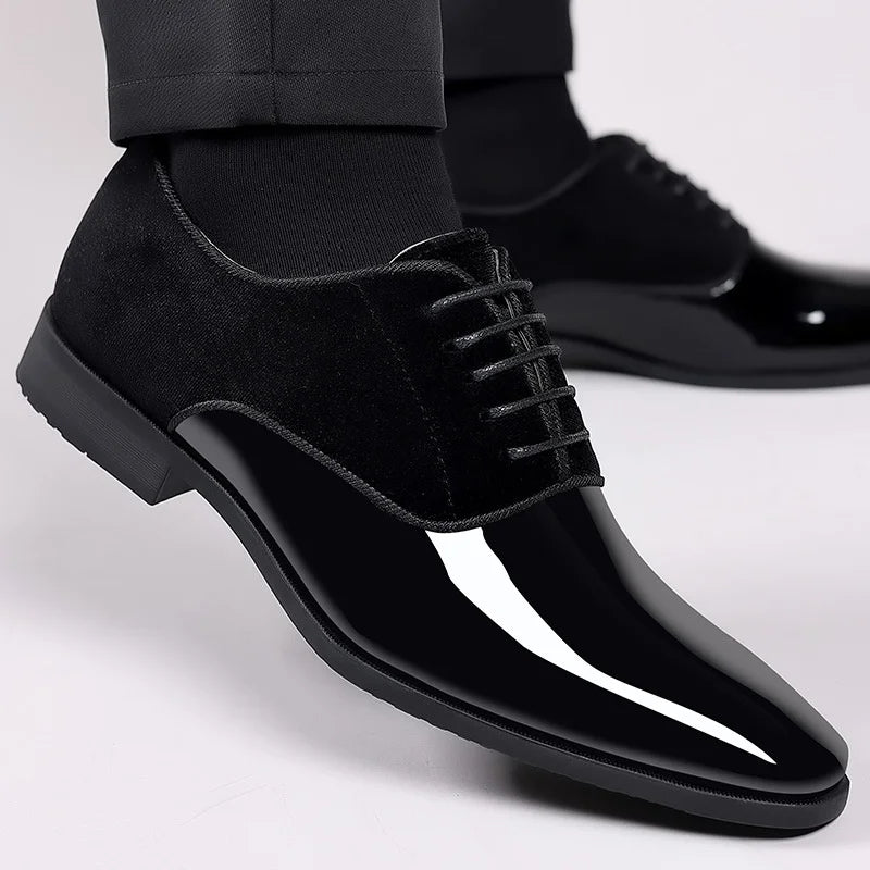 Bram - Luxe Lakschoenen Heren  PU Lak & Velvet Suede Elegant & Feestelijk