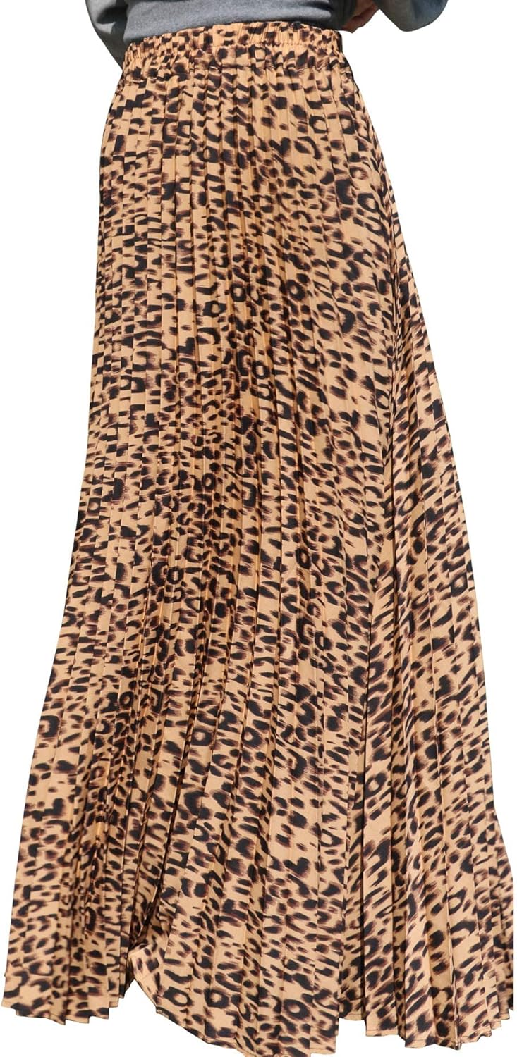 Sophie - Geplooide Lange Maxi Rok met Hoge Elastische Taille