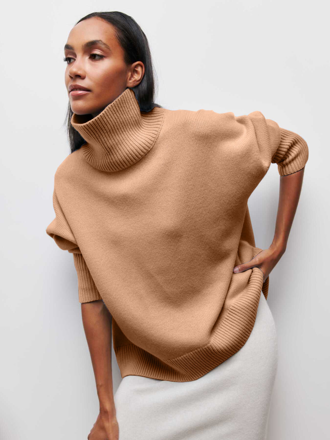 Aya Gebreide Luxe Oversized Coltrui Turtleneck