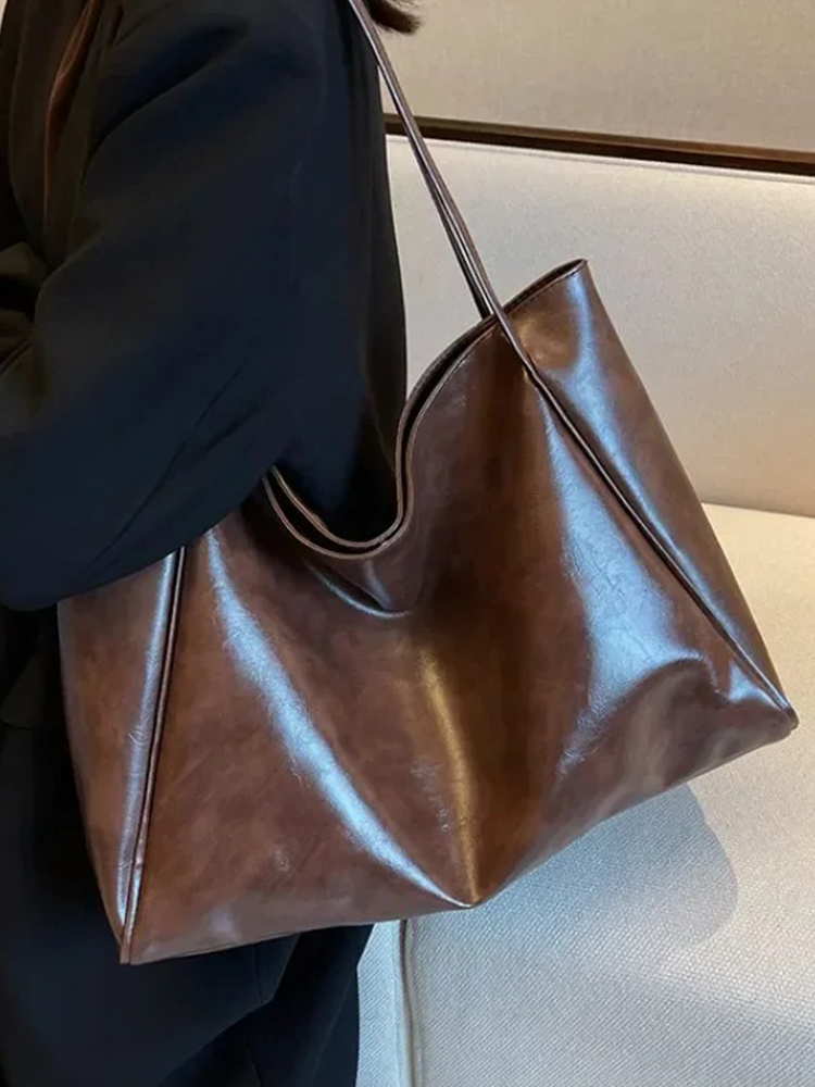 Danique - Grote Dames Leren Schoudertas | Handtas | Shopper Bruin