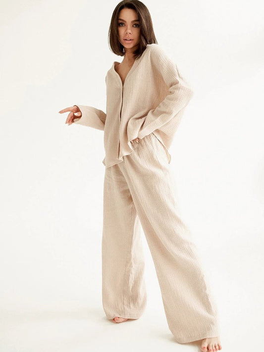 Cornelia Loungekleding Set | Comfy katoenen 2-delige thuispak voor dames