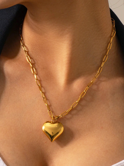 Nine - Paperclip Hartjes Ketting Goud