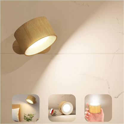 FlexiLight Draadloze 360° Draaiende Roterende Muur Lamp met 3 Kleuren Licht