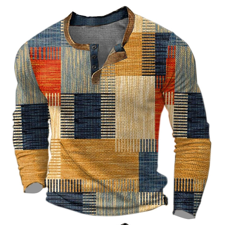 James - Vintage Patchwork Lange Mouw Overhemd
