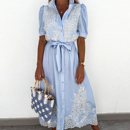 Grace - Chique Elegante Geborduurde Jurk
