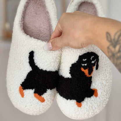 Edmée - Luxe Slip-On Pantoffels met Teckelprint