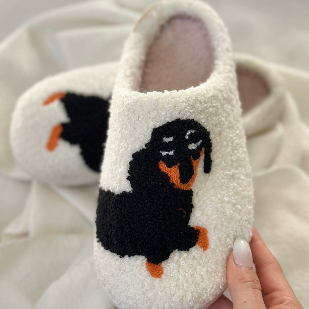 Edmée - Luxe Slip-On Pantoffels met Teckelprint