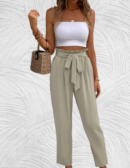 Jana - Hoge Taille Pantalon Broek met Verstelbare Band voor Dames