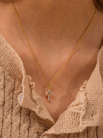 Donatella - Zirkonia Kruis Ketting Goud