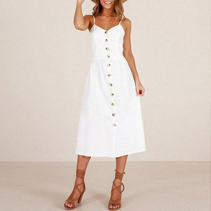 Florence - Elegante witte zomerjurk met V-hals