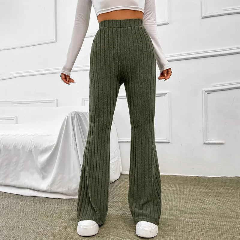 Elora - Hoge Taille Geribbelde Flared Broek