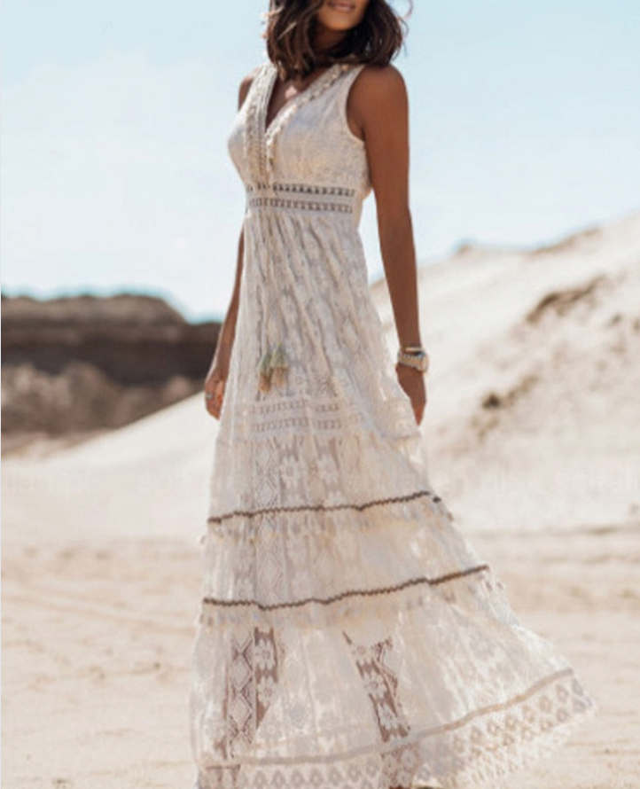 Ava - Bohemian Kanten Maxi Jurk