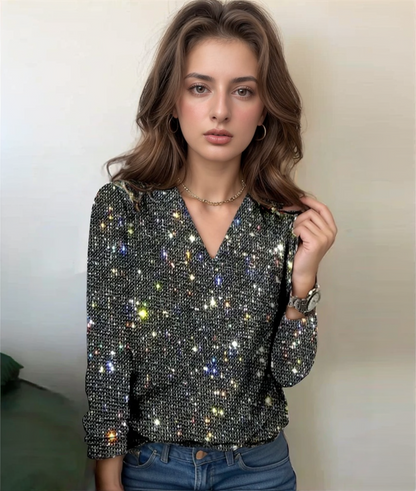 Sophia - Sprankelende V-Hals Top