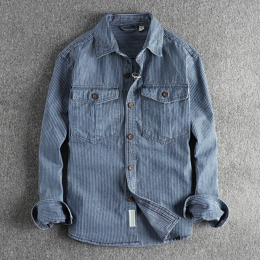 Ethan - Gestreept Denim Shirt