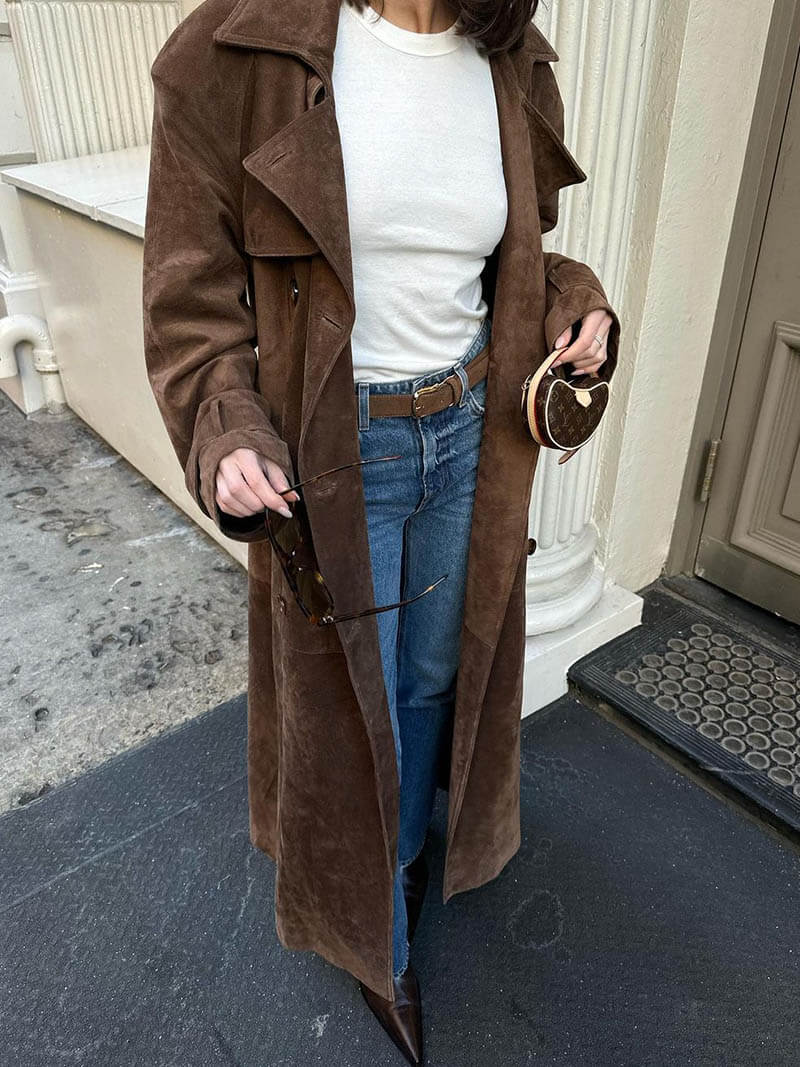 Zuleika - Stijlvolle Suède Look Trenchcoat voor Dames