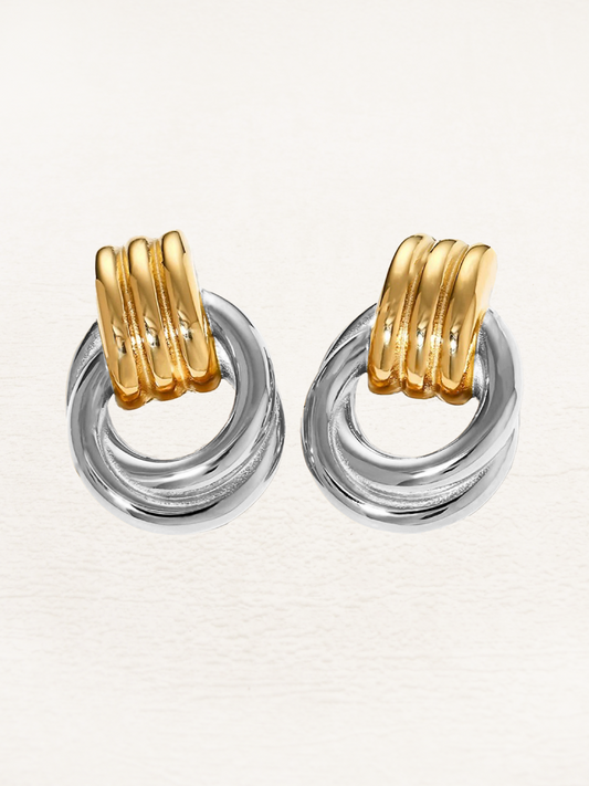 Ineke - Gedraaide Statement Oorbellen Goud-Zilver