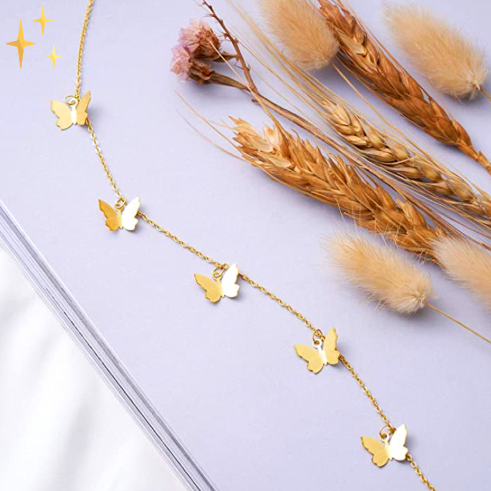 Farfalla Verstelbare Luxe Elegante Gouden Ketting met Vlindertjes