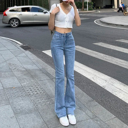 Edith - Vintage Uitlopende Jeans voor Dames met Hoge Taille