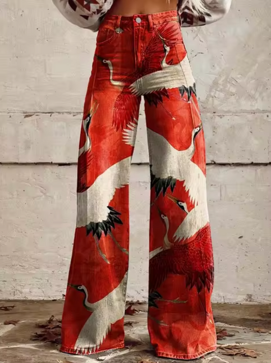 Fenna – Wijde broek met kleurrijke print