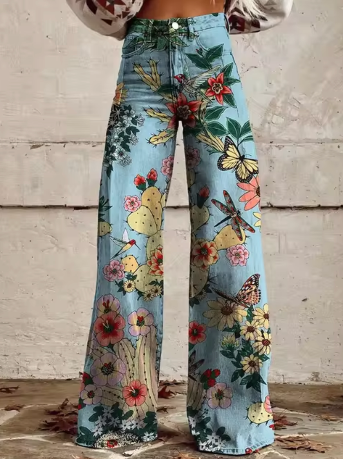 Fenna – Wijde broek met kleurrijke print