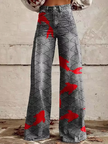 Fenna – Wijde broek met kleurrijke print