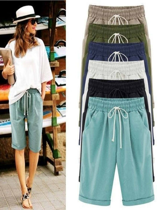 Nikki - Vrouwen Casual Zomer Vakantie Losse Katoenen Shorts Broek met Zakken en Koord